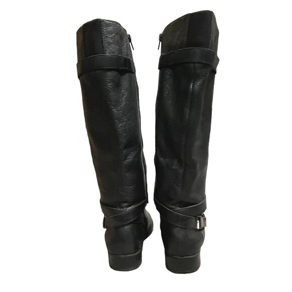 Arturo Chiang Women's Boots Black Leather Chrome Buckle Straps Riding  Size 7.5W - Picture 3 of 11